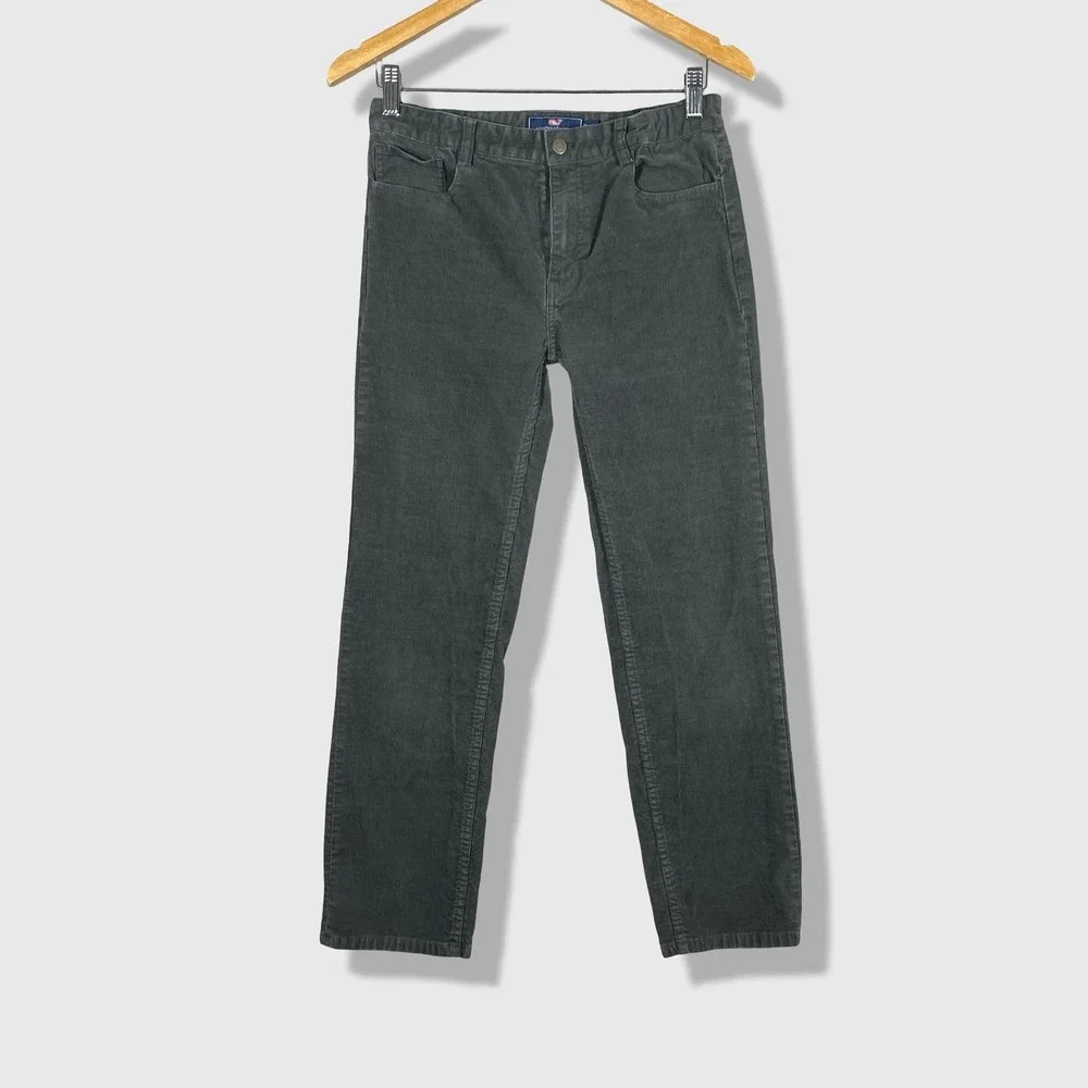 Vineyard Vines Corduroy Pants Kids 16 Grey Preppy Classic Straight Leg Casual